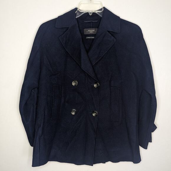 Weekend Max Mara Usuale Double-Breasted Wool-Blend Coat in Navy, Size 12 - Picture 4 of 11